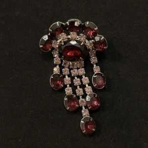 vintage Art Deco Chandelier Brooch, Rhinestone signed LaRel